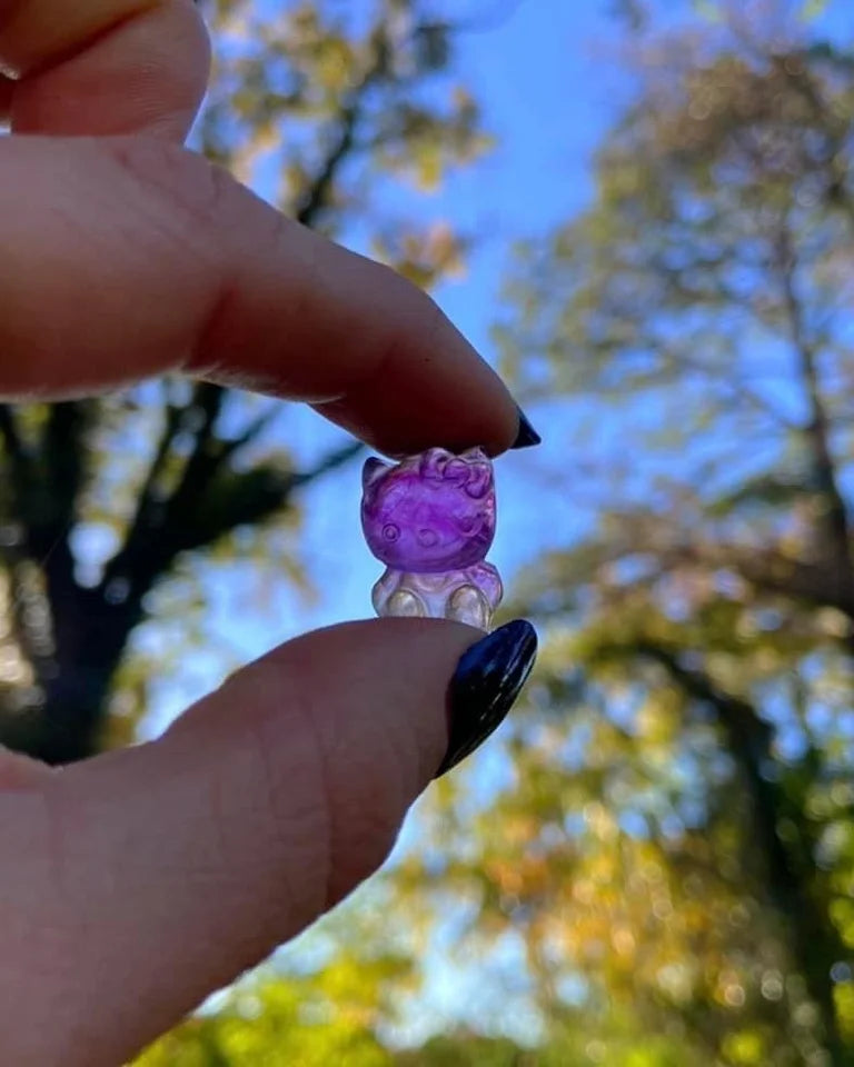 Mini Fluorite Hello Kitty Carvings