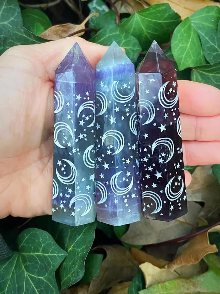 Fluorite Moon and Stars Towers