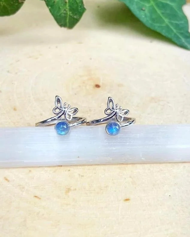 Labradorite Butterfly Rings