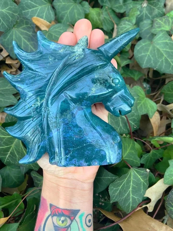 Large Moss Agate Unicorn