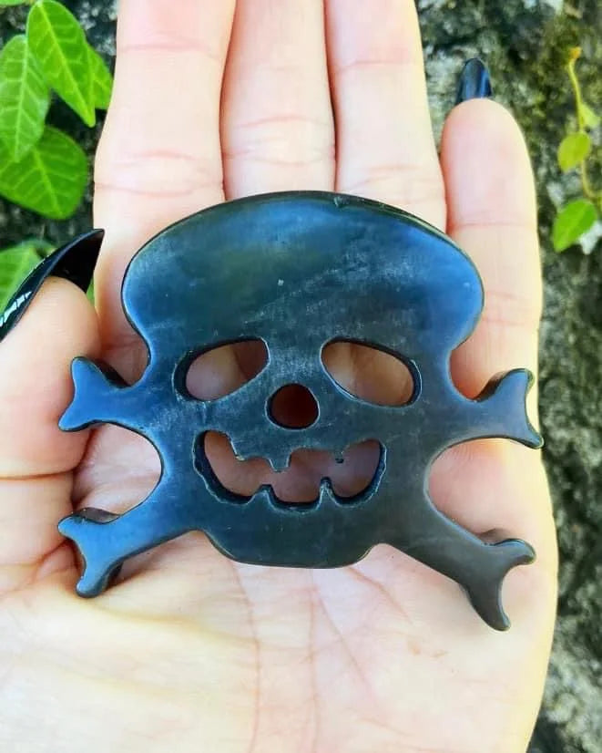 Silver Sheen Obsidian Skull