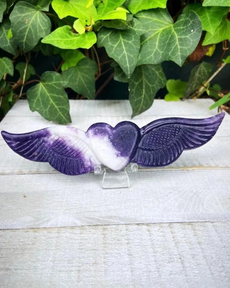 Lepidolite Heart with Wings