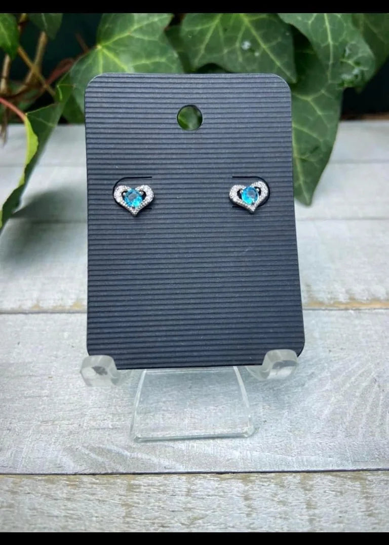 Aquamarine Heart Earrings