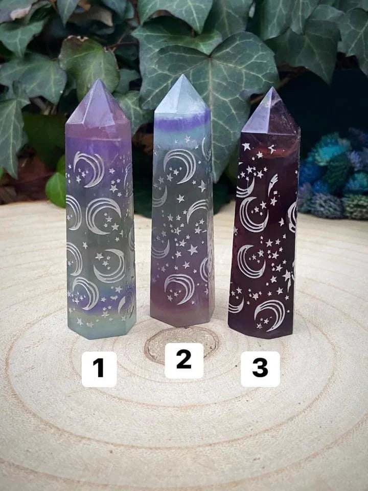 Fluorite Moon and Stars Towers