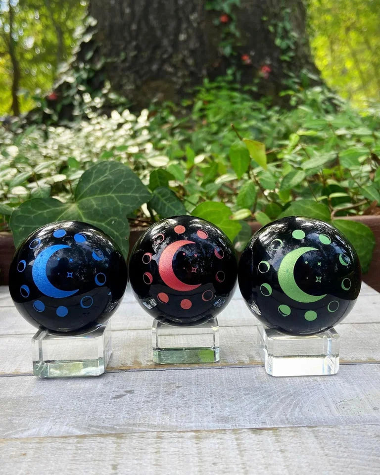 Black Obsidian Moon Spheres