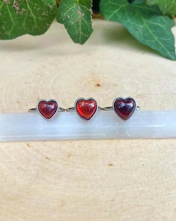 Carnelian Heart Rings