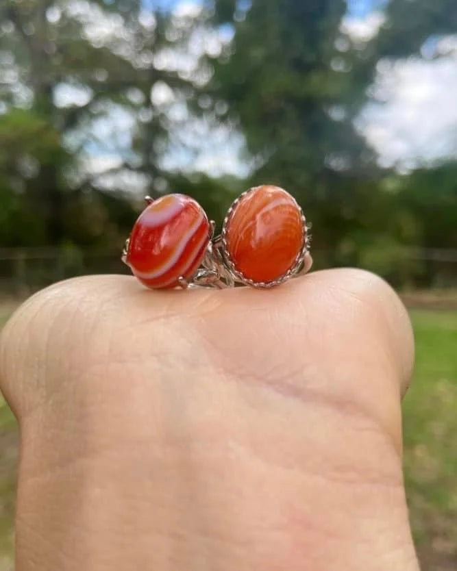 Orange Banded Agate Rings