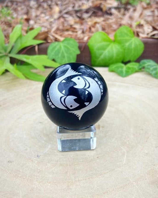 Black Obsidian Pisces Sphere