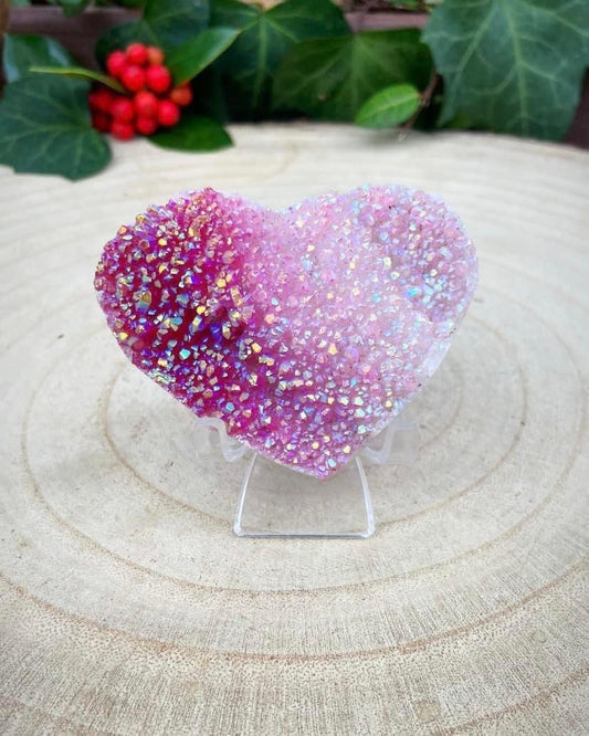 Pink Aura Quartz Heart