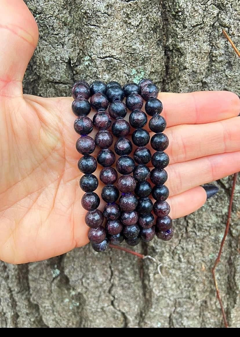 Garnet and Astrophyllite Bracelets 8mm