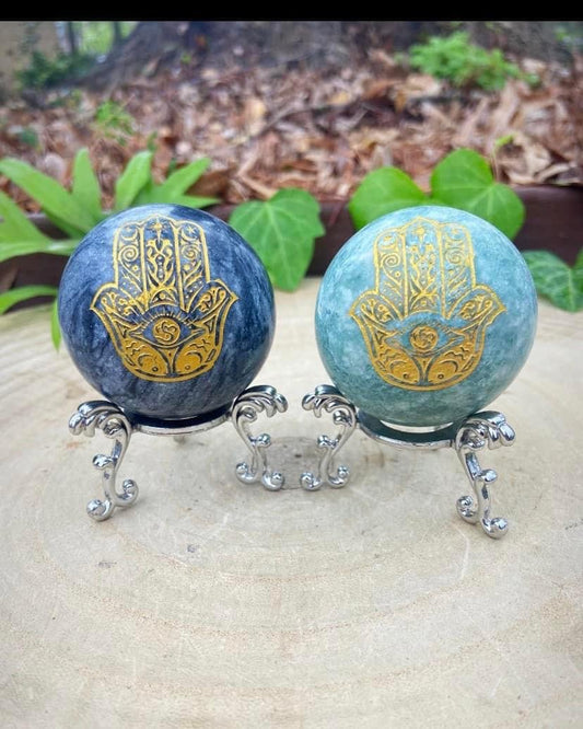 Jade Stone Hamsa Spheres