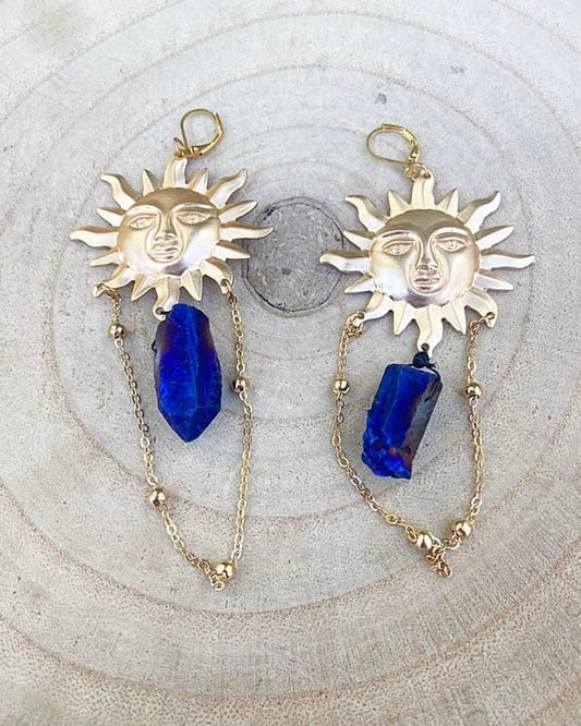 Blue Aura Quartz Earrings